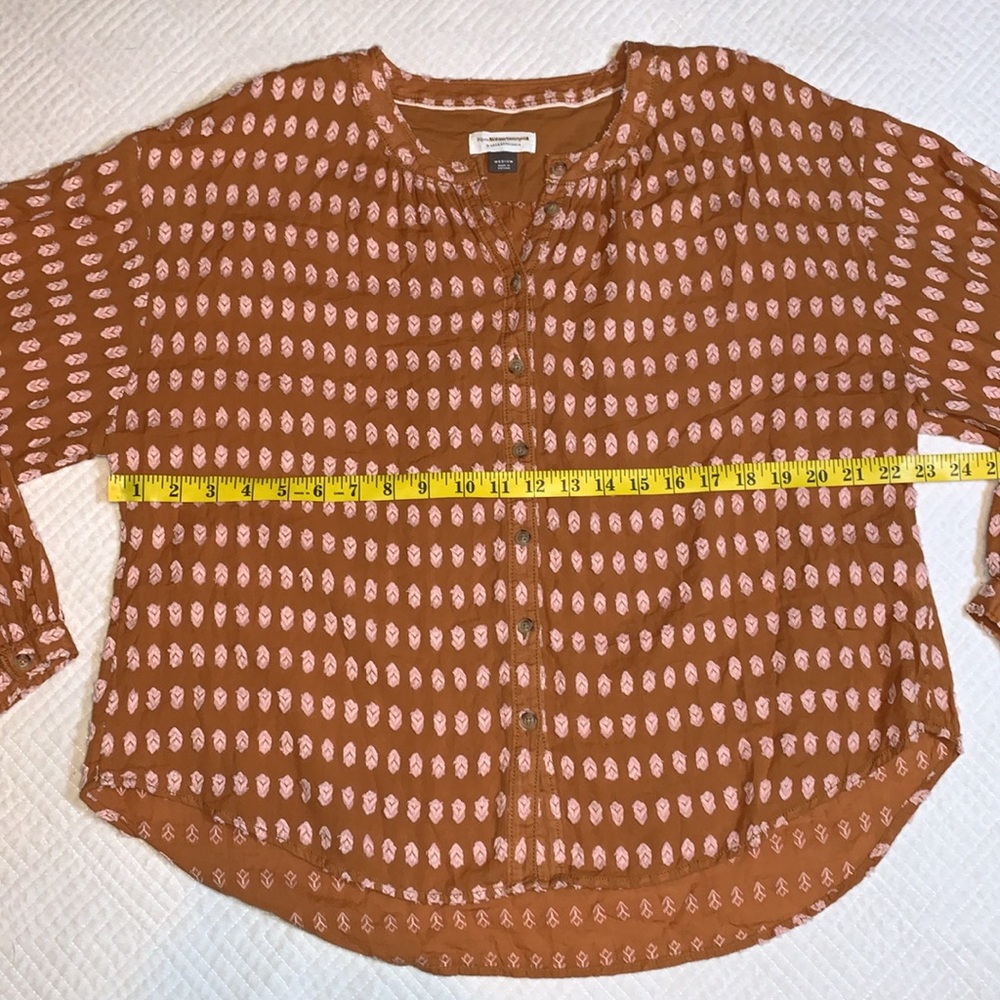 Anthropologie Rust Orange Printed Peasant Blouse - Picture 10 of 16